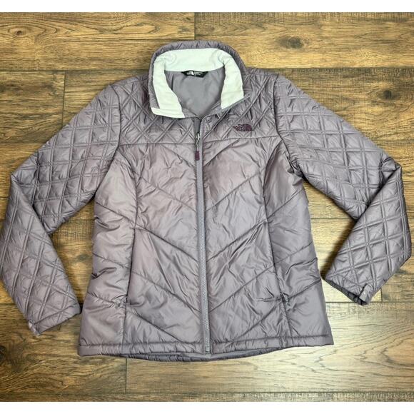 The North Face Womens Large Lilac Chevron Quilt Full Zip Puffer Jacket Sz Large - Picture 1 of 7